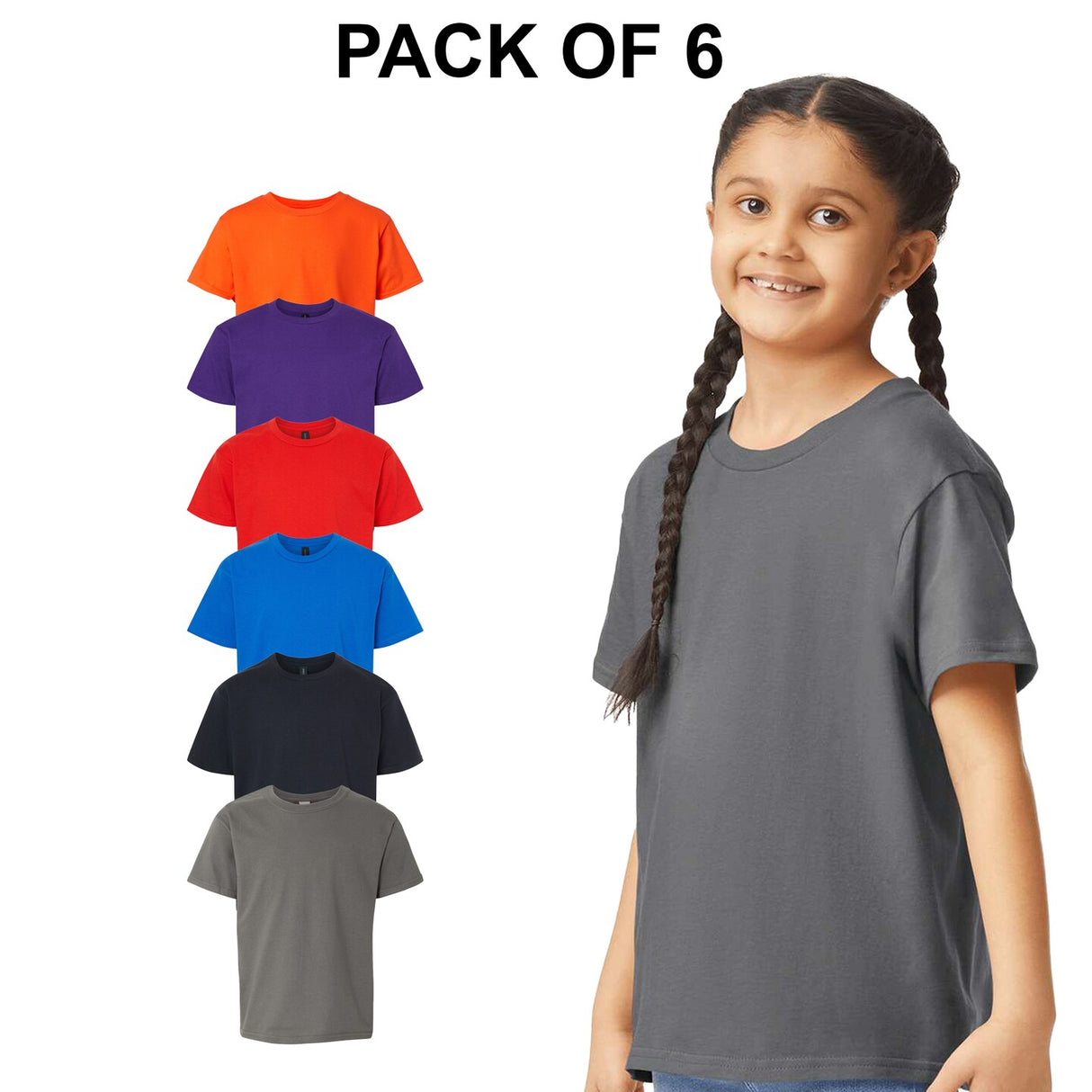6 Pack: Gildan® Softstyle Youth Short Sleeve Crew-Neck T-Shirt