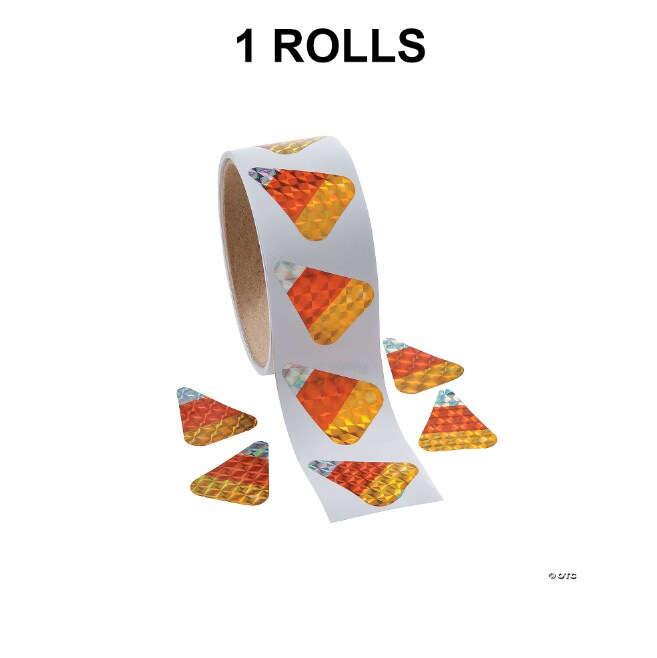 1 1/8" x 1 1/2" Candy Corn Prism Sticker Roll 100 Pc.