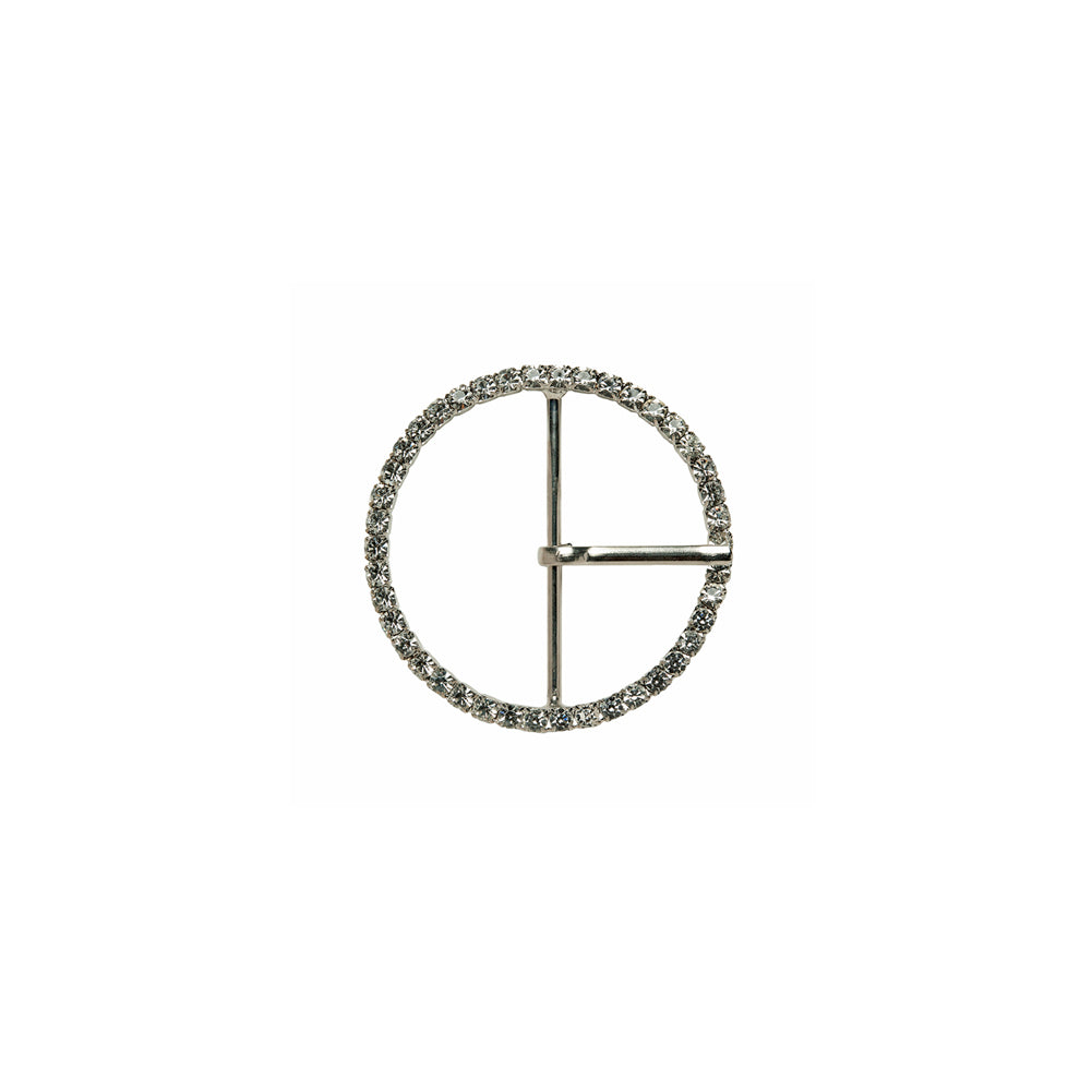 Swarovski Crystal and Silver Circular Rhinestone Buckle - 1.25"