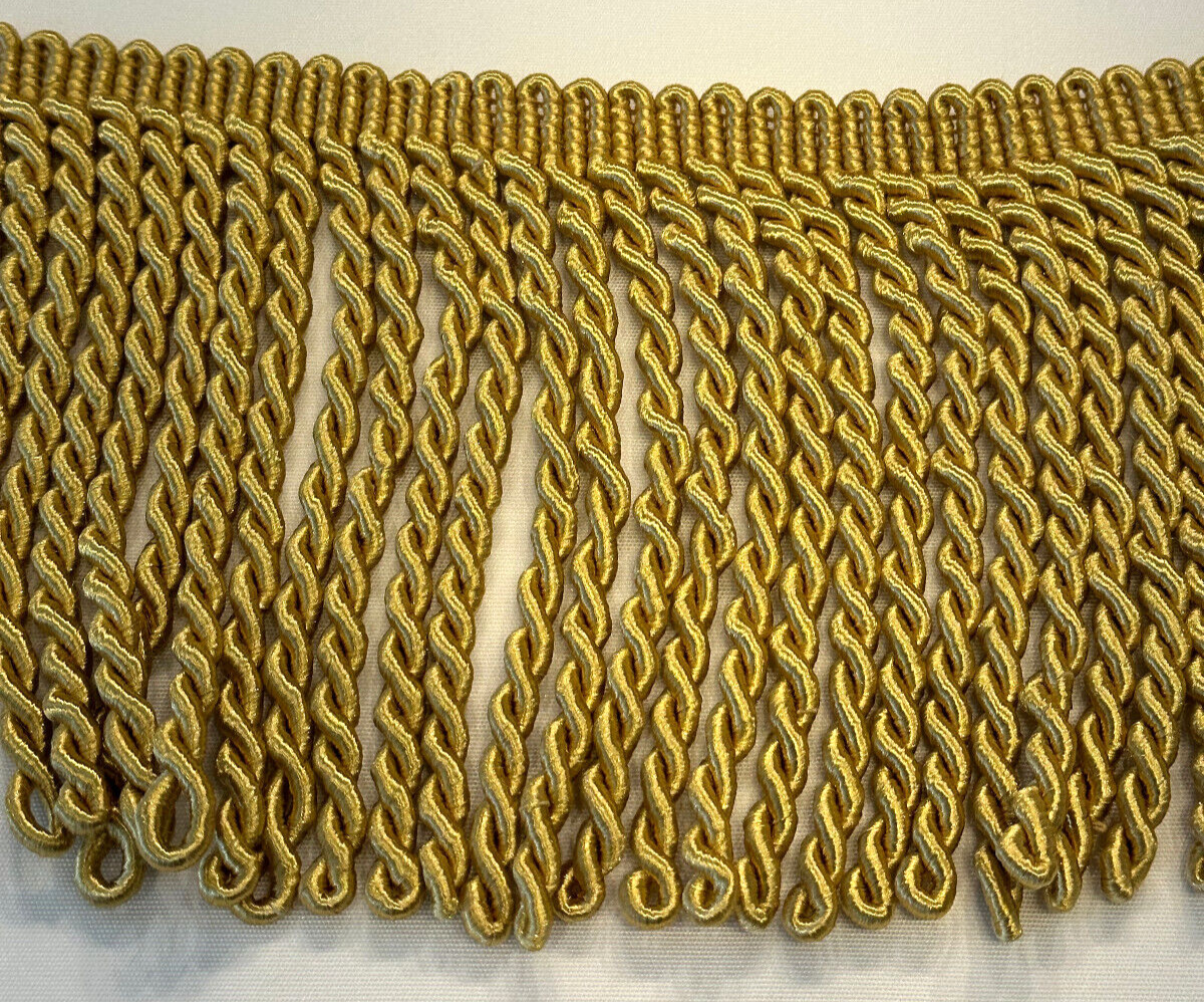 Light Antique Gold Bullion Fringe Trim - Gold, 6" Width (1 Yard)