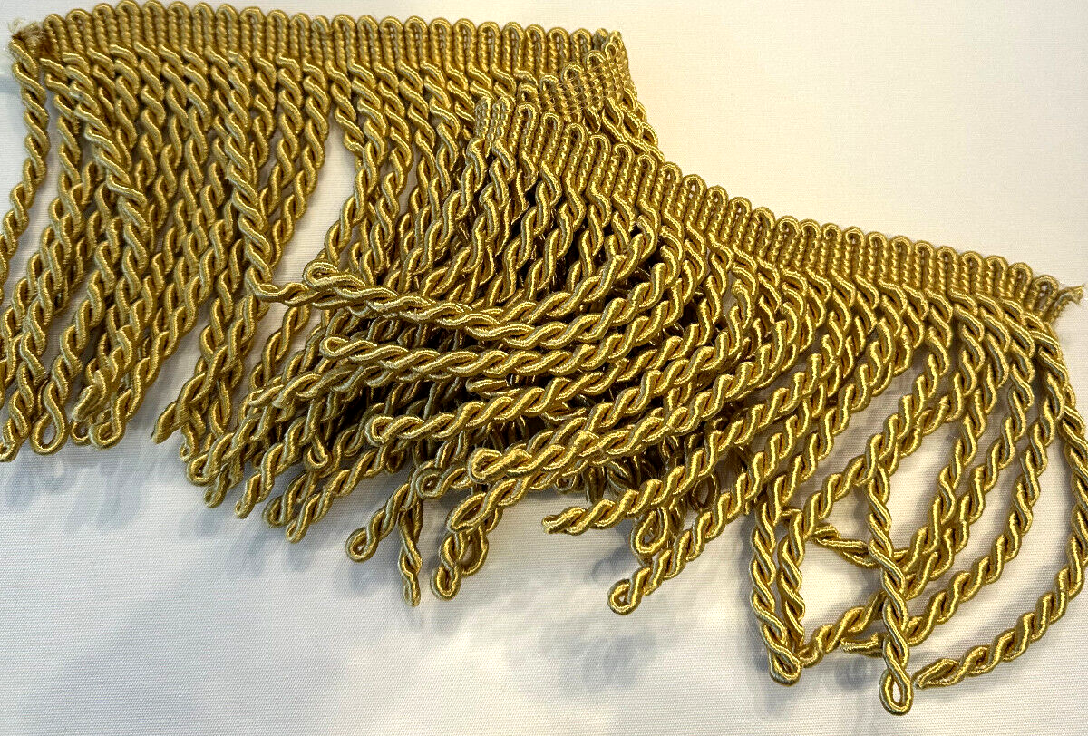 Light Antique Gold Bullion Fringe Trim - Gold, 6" Width (1 Yard)