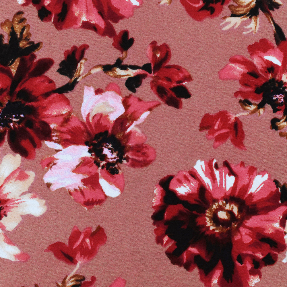 1 Yard Pink Multi Floral Printed Stretch Crepe Liverpool Double Knit Fabric Horizontal Stretch 60 Inches Wide