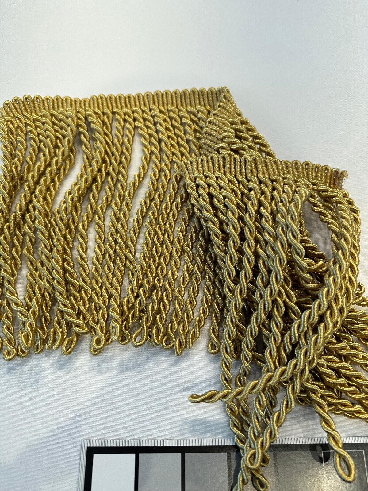 Light Antique Gold Bullion Fringe Trim - Antique Gold, 9" Width (1 Yard)