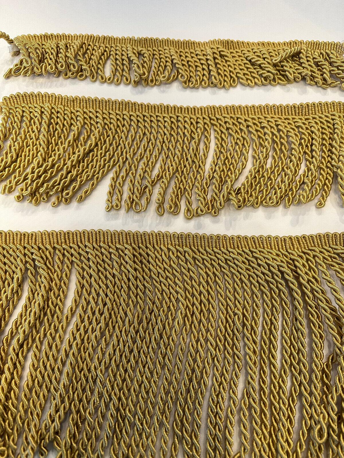 Light Antique Gold Bullion Fringe Trim - Antique Gold, 9" Width (1 Yard)