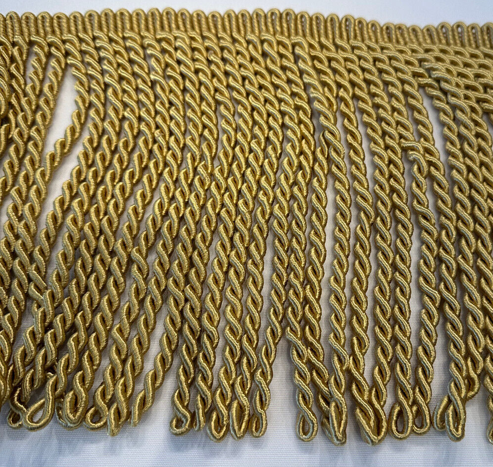 Light Antique Gold Bullion Fringe Trim - Antique Gold, 9" Width (1 Yard)