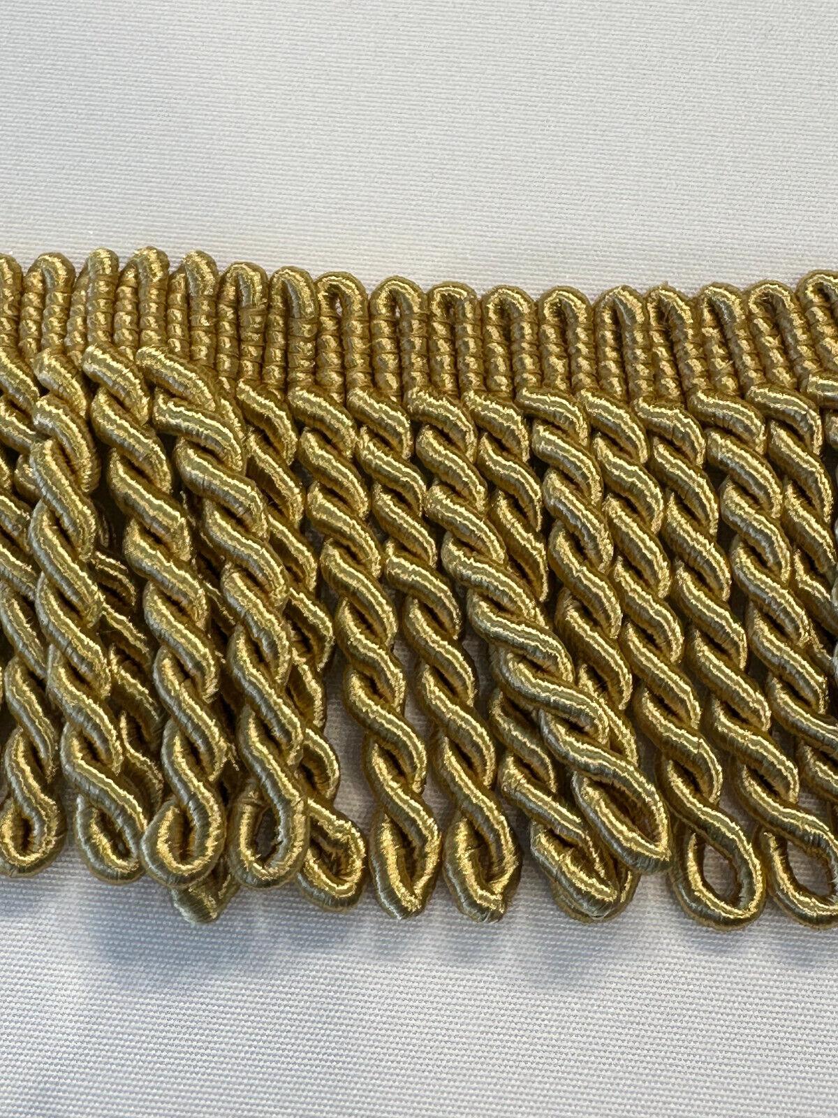 Light Antique Gold Bullion Fringe Trim - Antique Gold, 3" Width (1 Yard)
