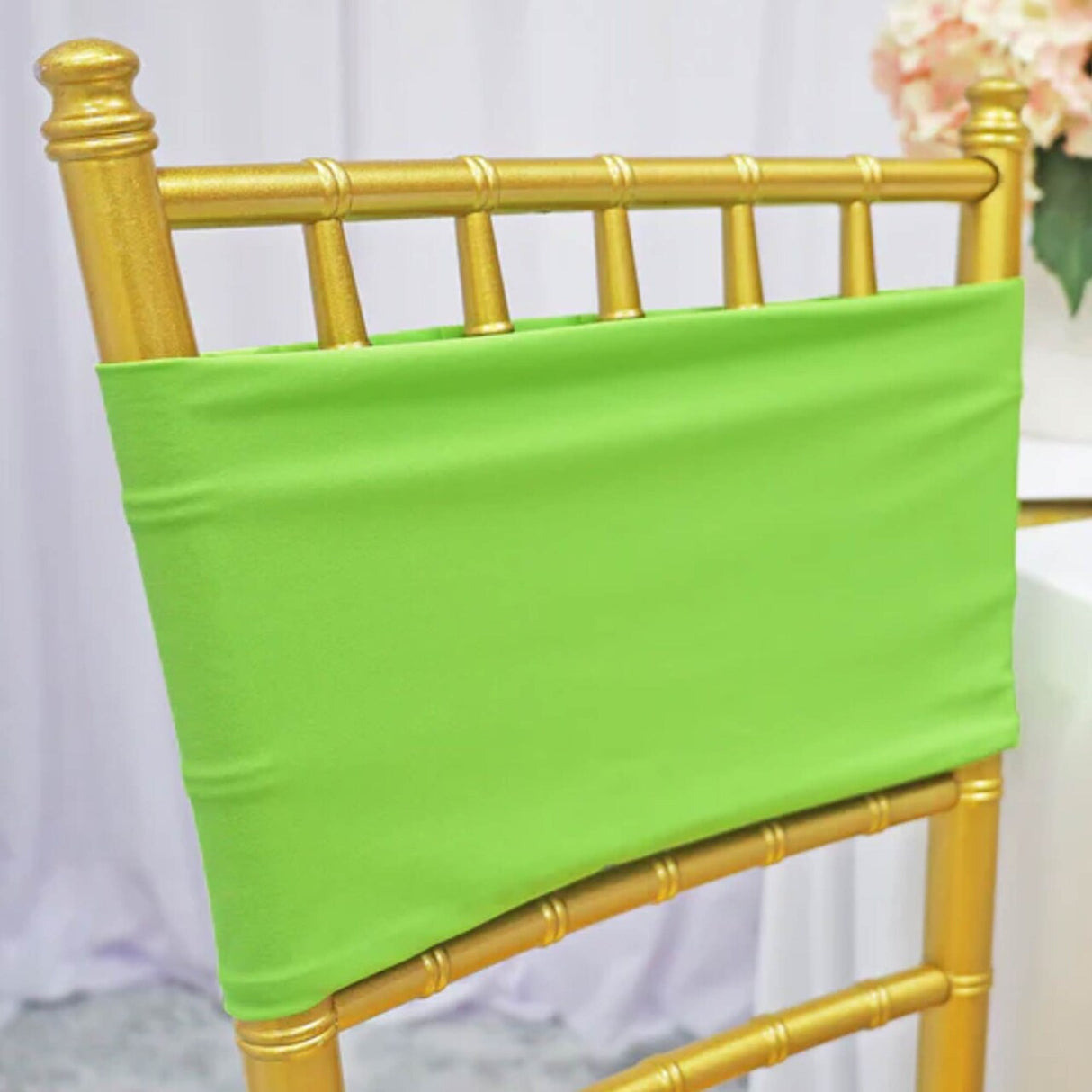 10 Pieces Apple Green Stretch Spandex Chair Bands for Banquet Chairs 7 x 13 Inches