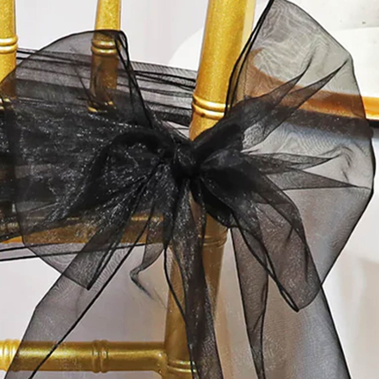 10 Pieces Black Organza Chair Sashes 8"x108" Elegant Sheer Chair Decor for Weddings & Events