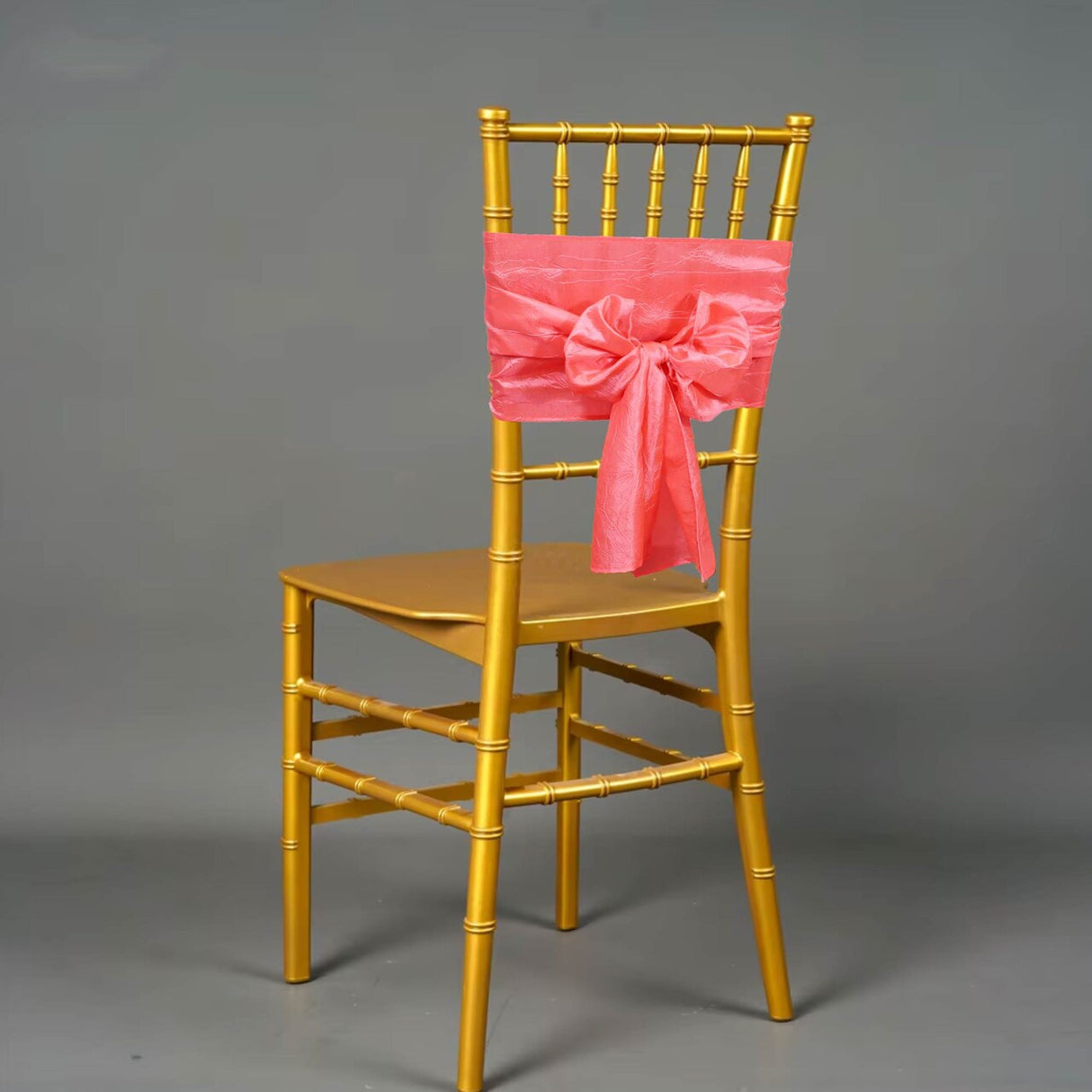 10 Pieces Coral Crushed Taffeta Chair Wraps, 9.5"x108" Stylish Event Decorations