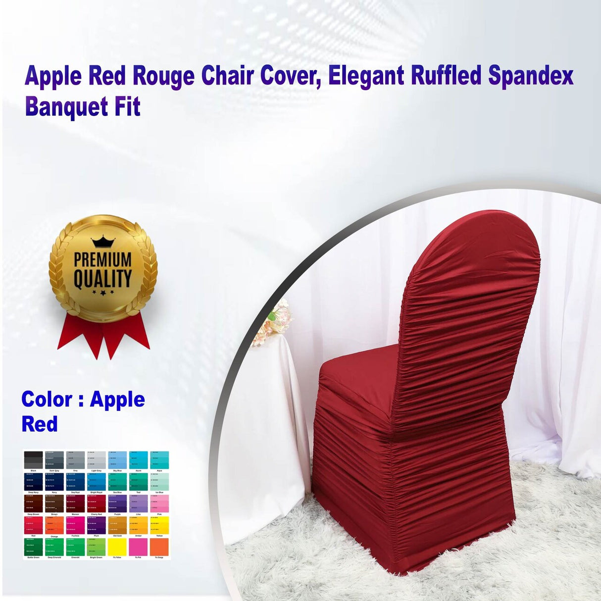 1 Piece Apple Red Rouge Chair Cover, Elegant Ruffled Spandex Banquet Fit