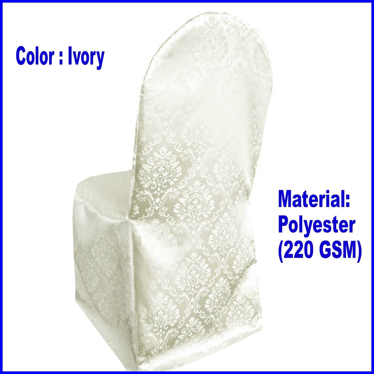 1 Piece Elegant Marquis Damask Jacquard Chair Wrap Ivory