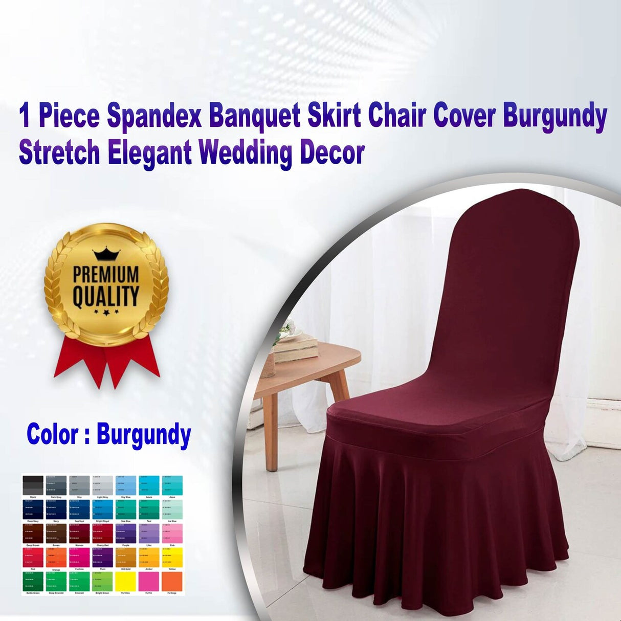 1 Piece Spandex Banquet Skirt Chair Cover Burgundy Stretch Elegant Wedding Decor