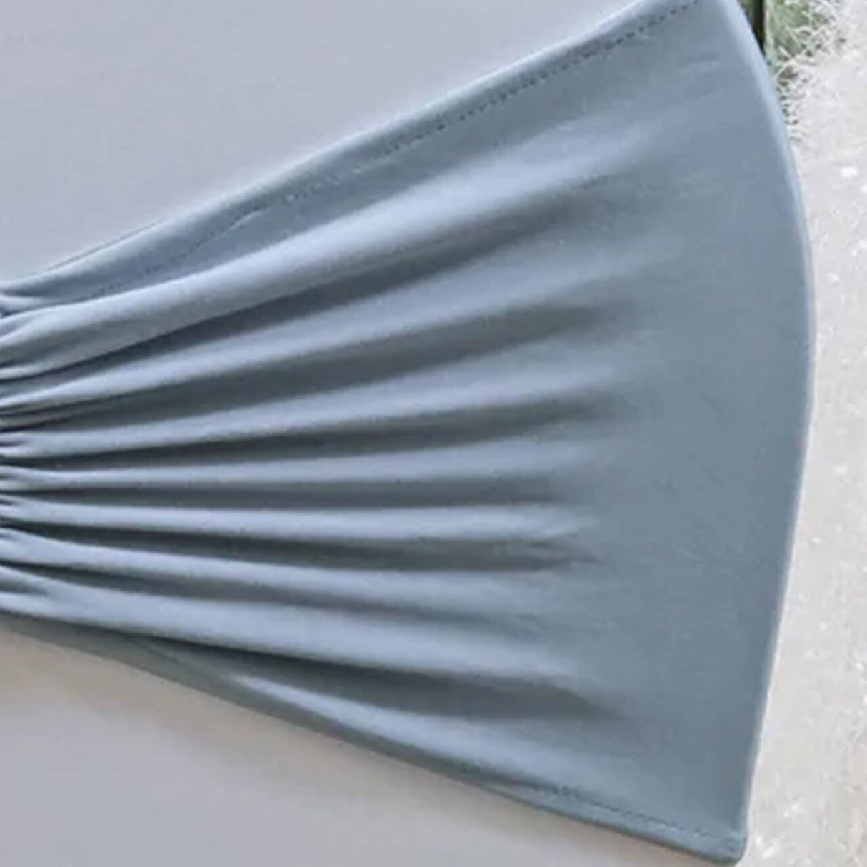 10 Pieces Dusty Blue Ruffled Spandex Chair Bands for Elegant Event Styling 8x13 inches