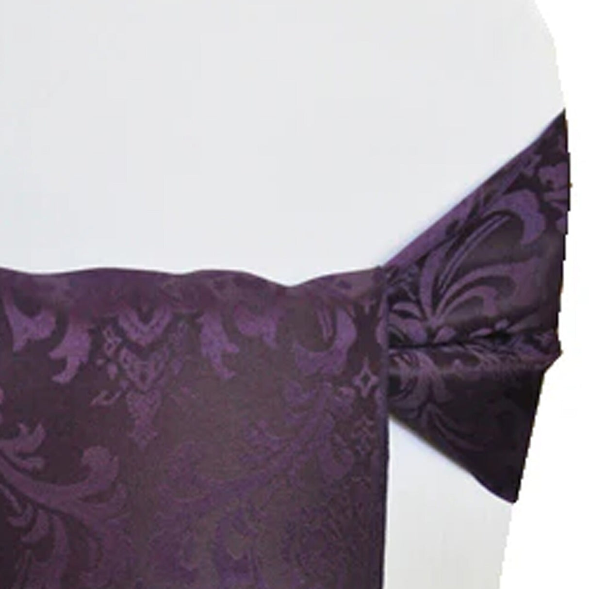 10 Pieces Eggplant Floral Damask Jacquard Chair Sashes 7.5 x 108 Inches