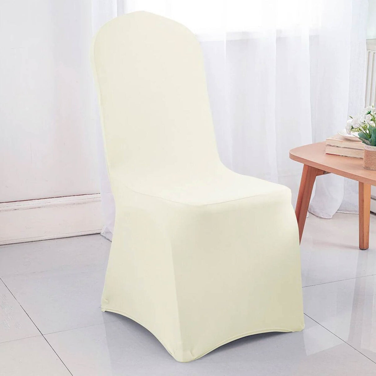 1 Piece Spandex Banquet Chair Cover Ivory Stretch Wrinkle Resistant Elegant Event Decor