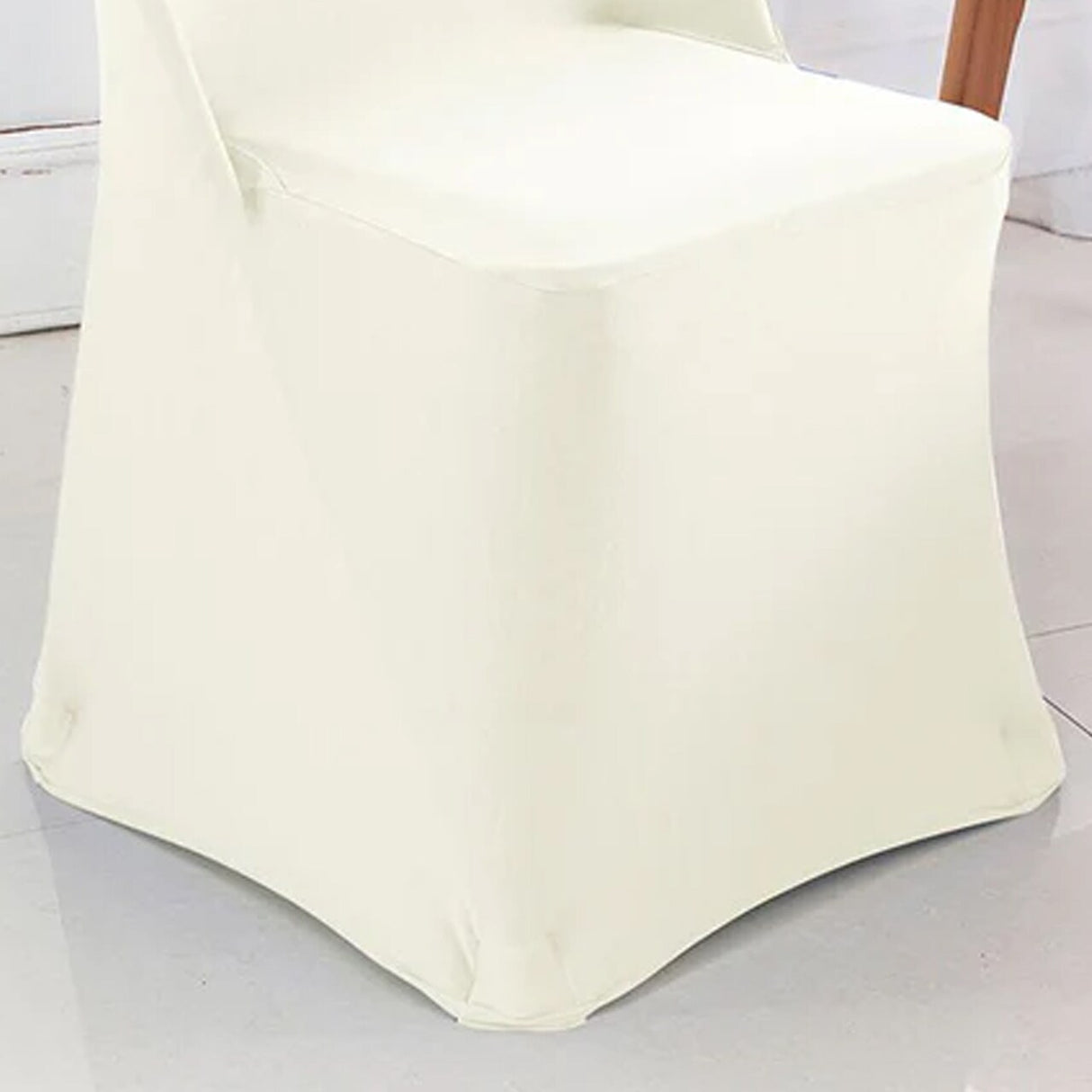 1 Piece Ivory Stretch Spandex Chair Cover for Classic Folding Seating