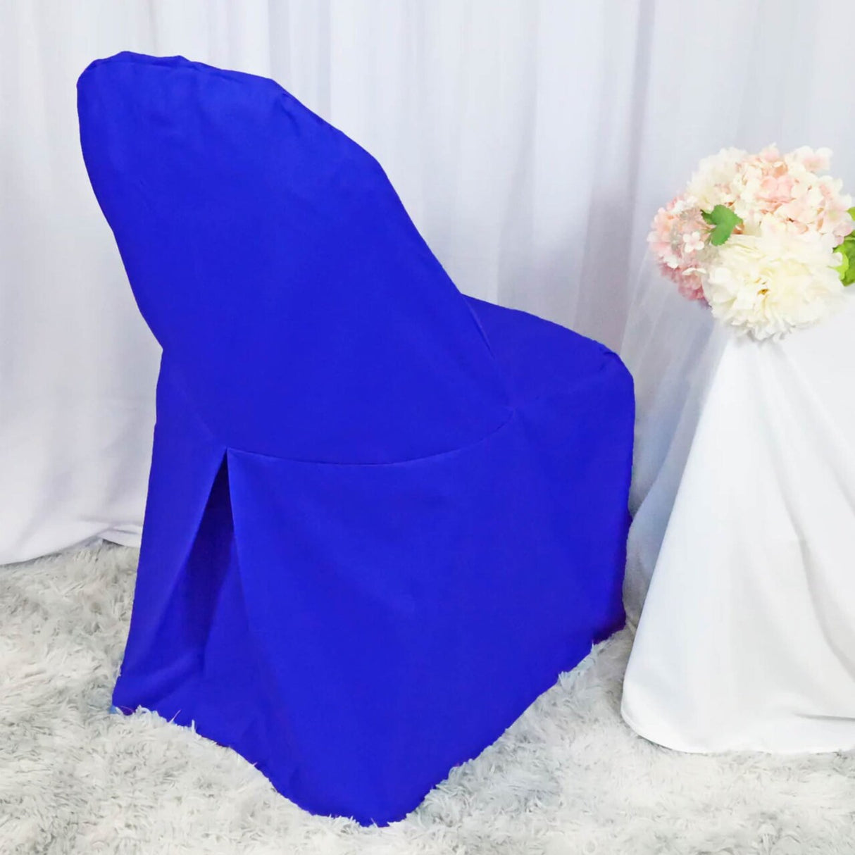 1 Piece Royal Blue Polyester Chair Cover for Premium Folding Seating