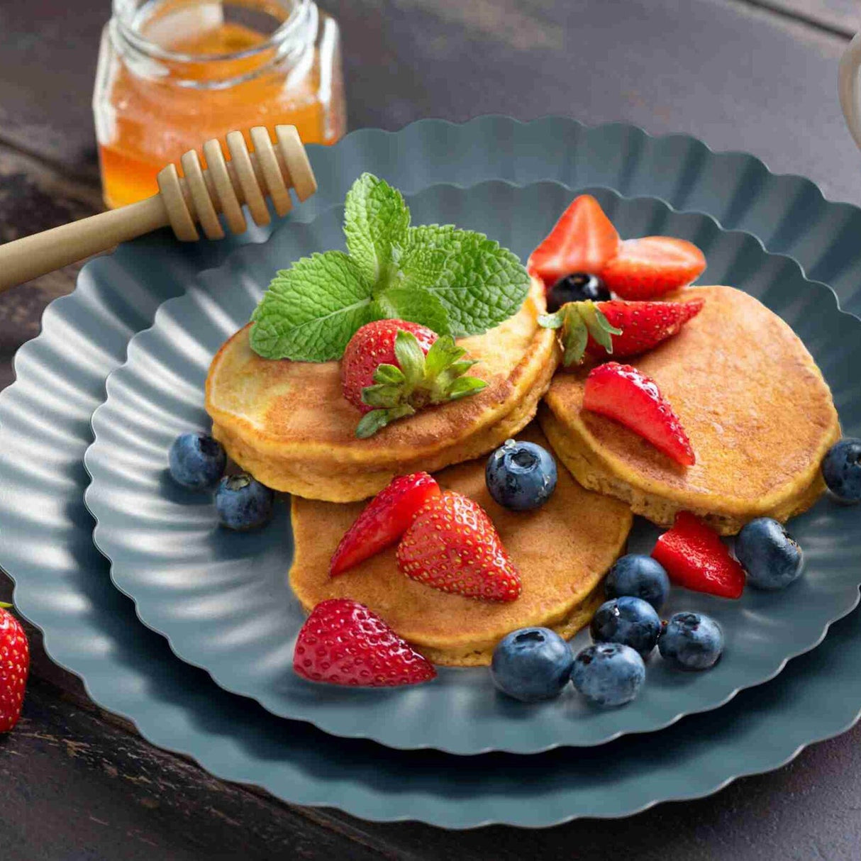 10 Count Scalloped Slate Blue Paper Plates for Elegant Events and Parties 10.5 Inch