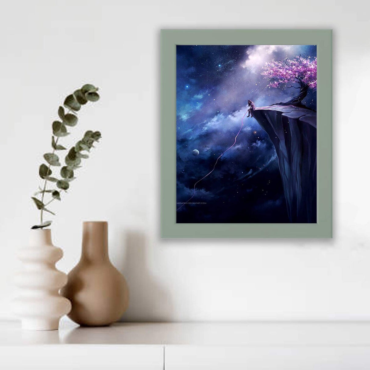 8x10" Light Gray-Green Frame with Plastic Front Protection Suitable for Hanging or Standing, Compatible with ALFTA Adhesive Hook