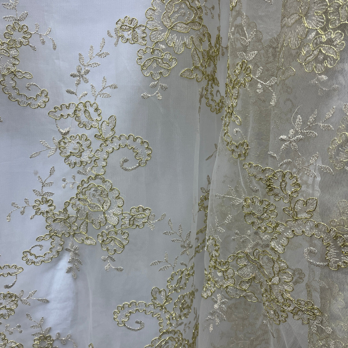 Embroidered Bridal Lace Ivory Silver