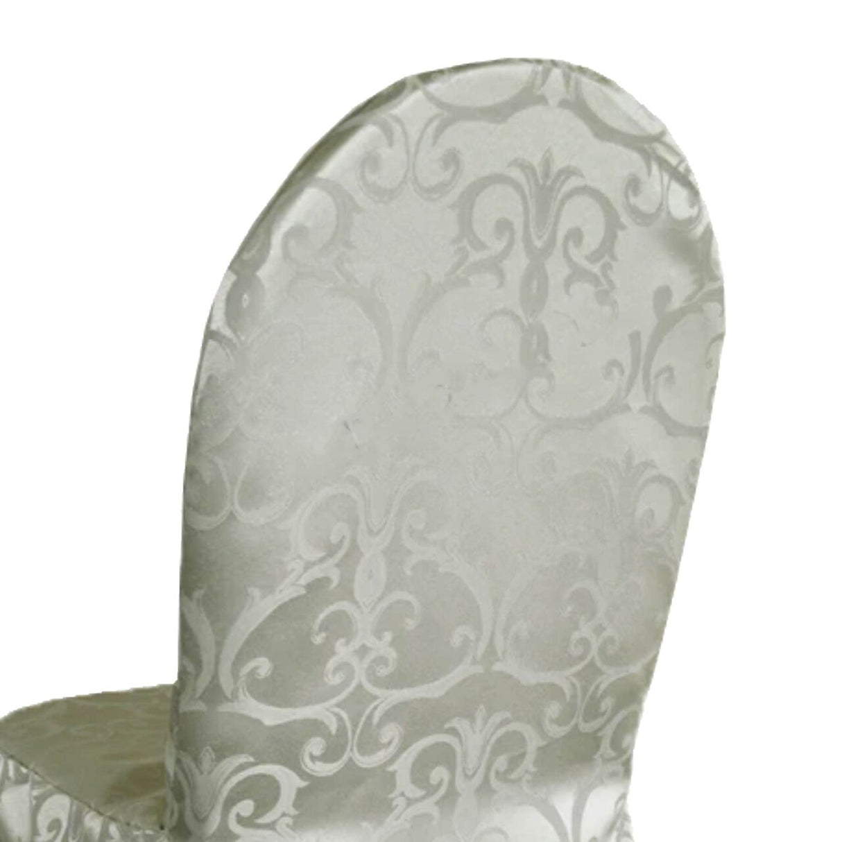 1 Piece Silver Versailles Damask Jacquard Polyester Banquet Chair Cover for Events
