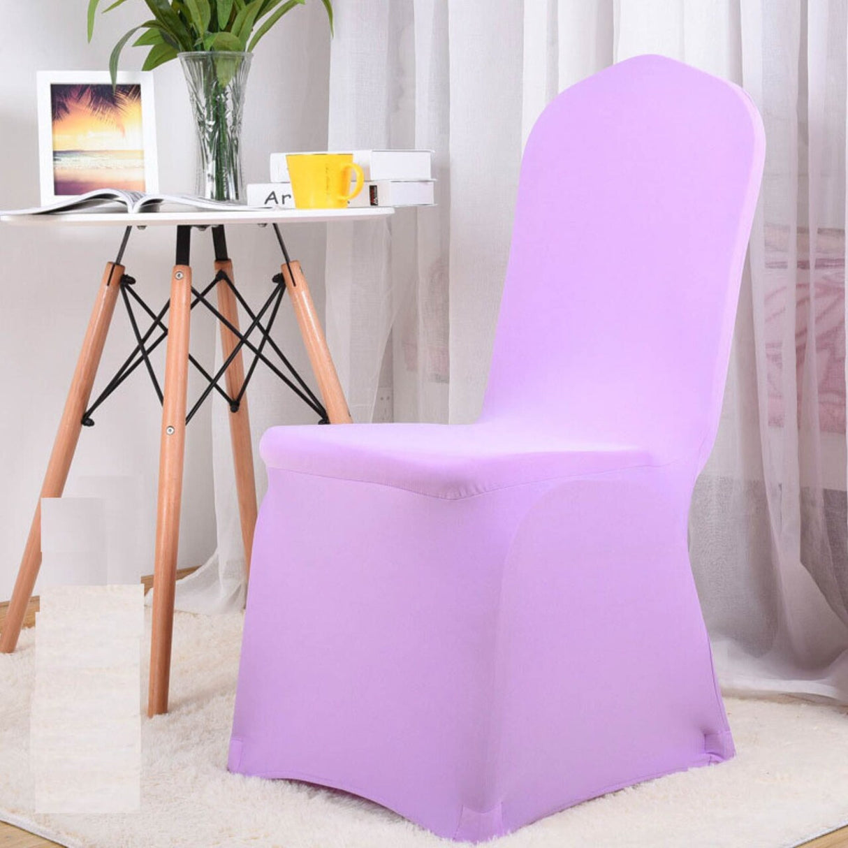 1 Piece Spandex Banquet Chair Cover Lavender Stretch Wrinkle Resistant Elegant Event Decor