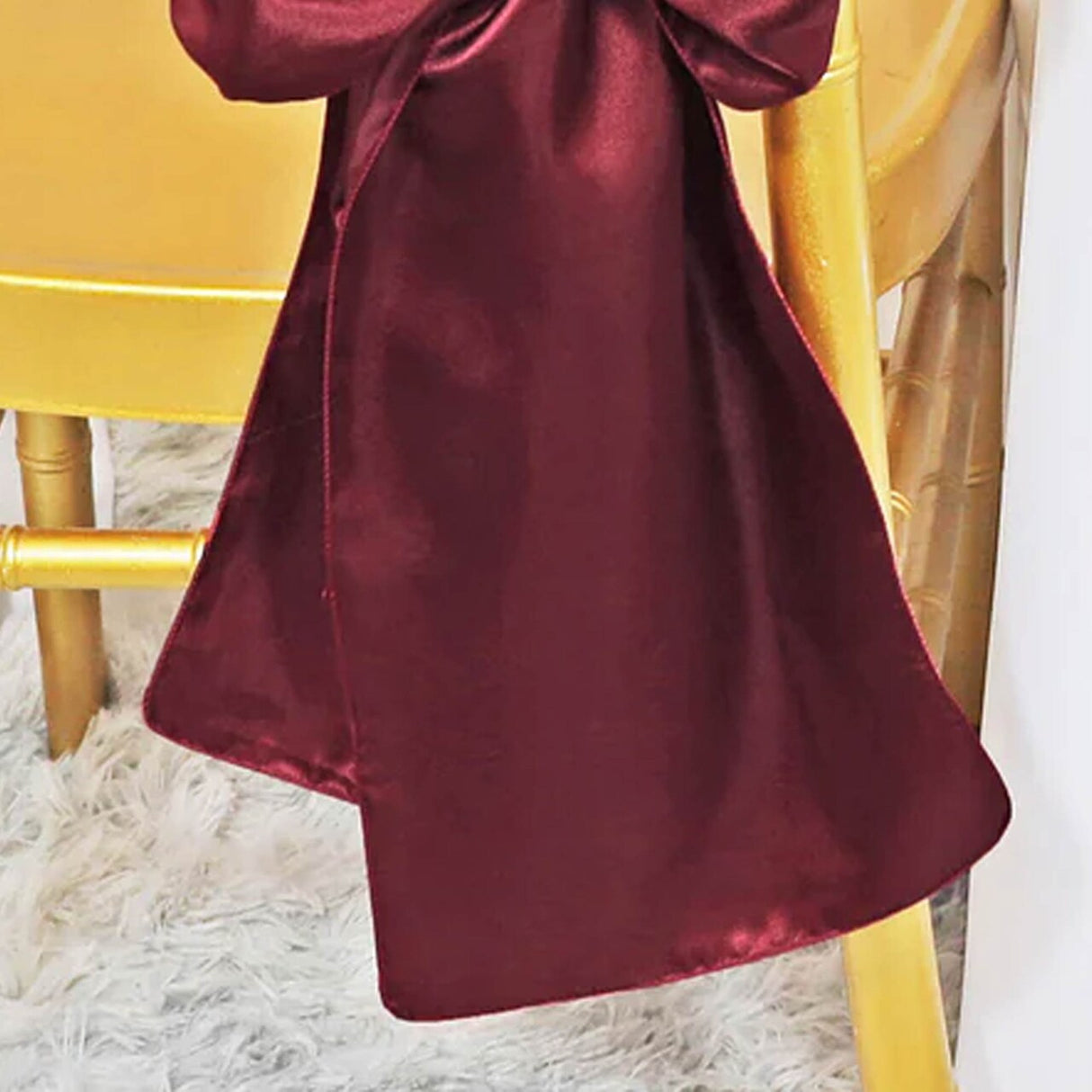 10 Pieces Burgundy Satin Chair Sashes Elegant 8"x108" Event Decor