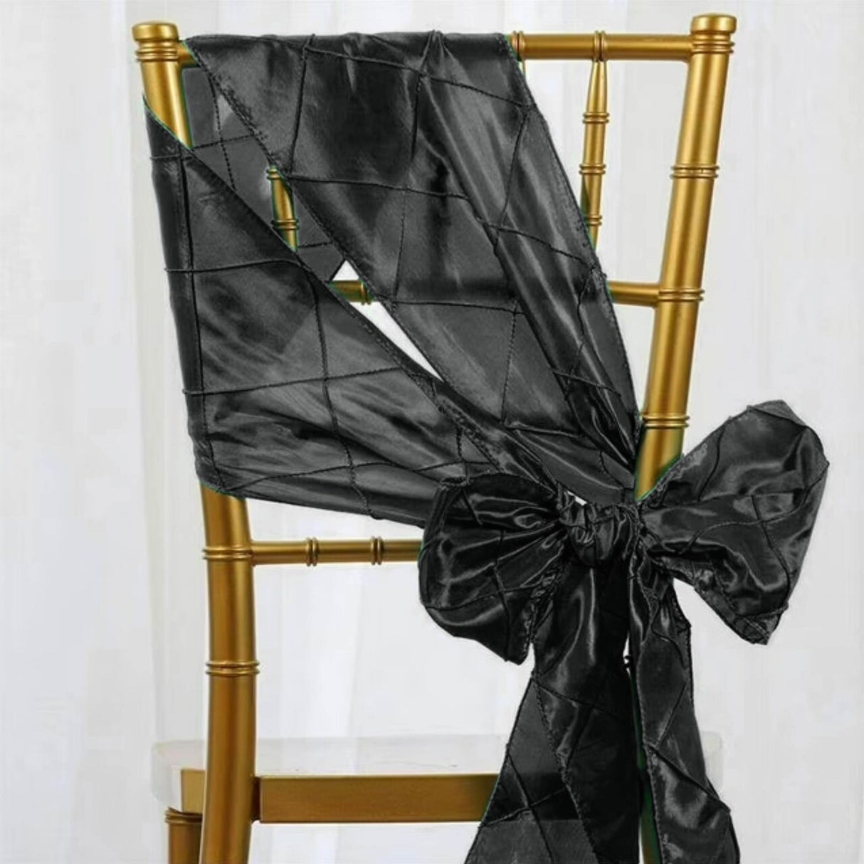 10 Pieces Chic 9.5 by 108 inch Pintuck Taffeta Chair Sashes Black