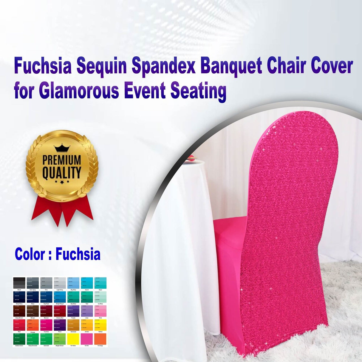 1 Piece Fuchsia Sequin Spandex Banquet Chair Cover for Glamorous Event Seating
