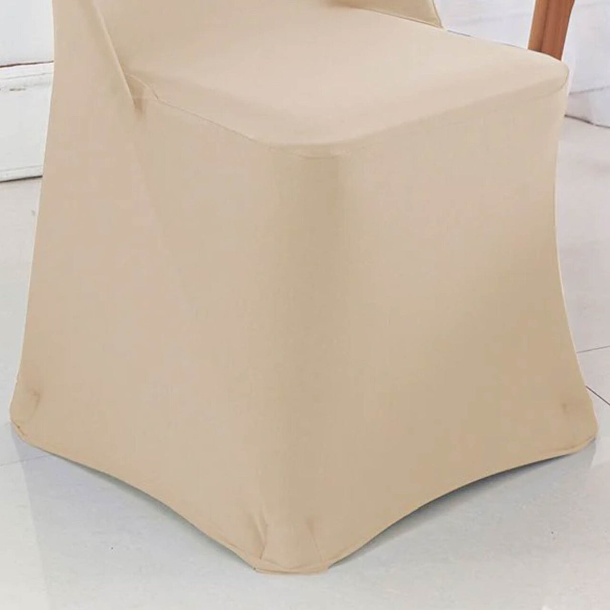 1 Piece Champagne Stretch Spandex Chair Cover for Sophisticated Folding Seating