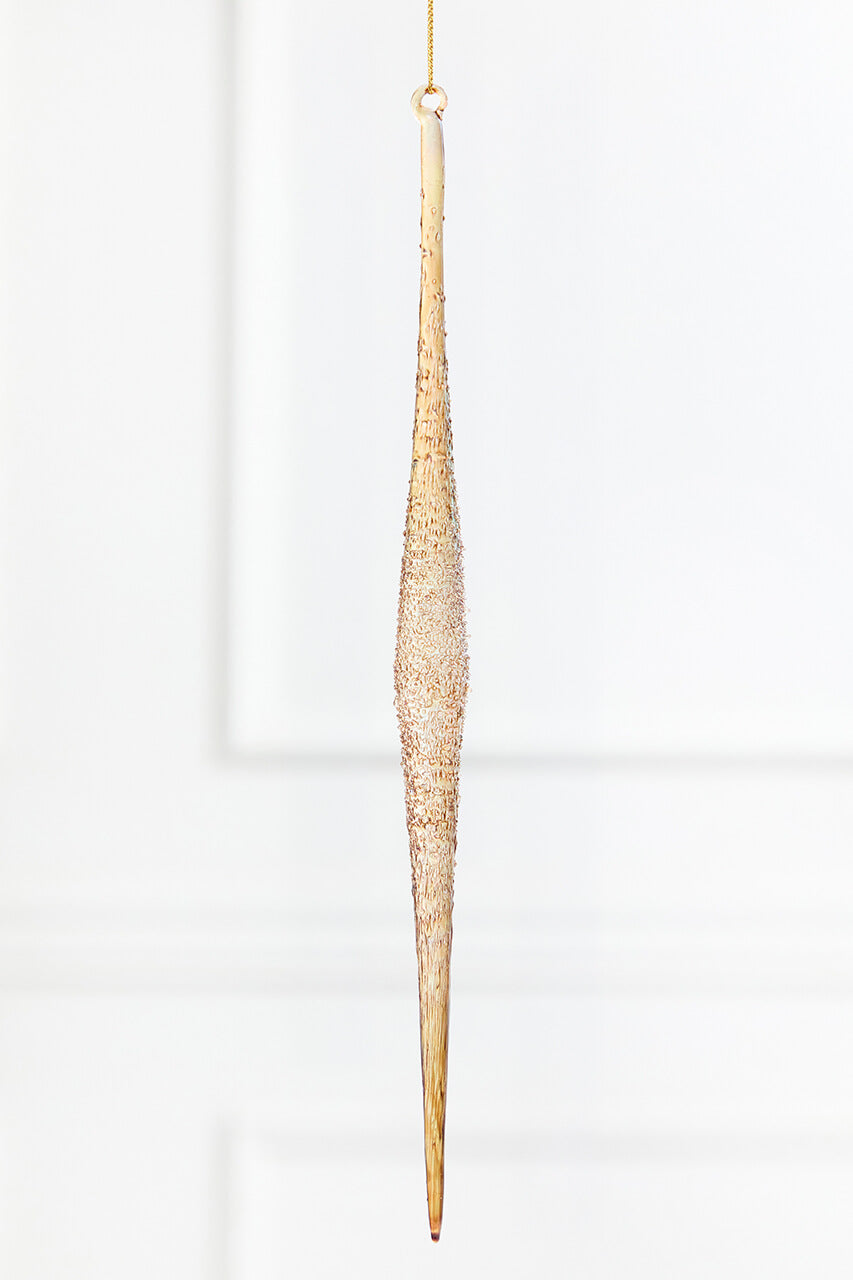 13.25” Glass Champagne Icicle Ornament