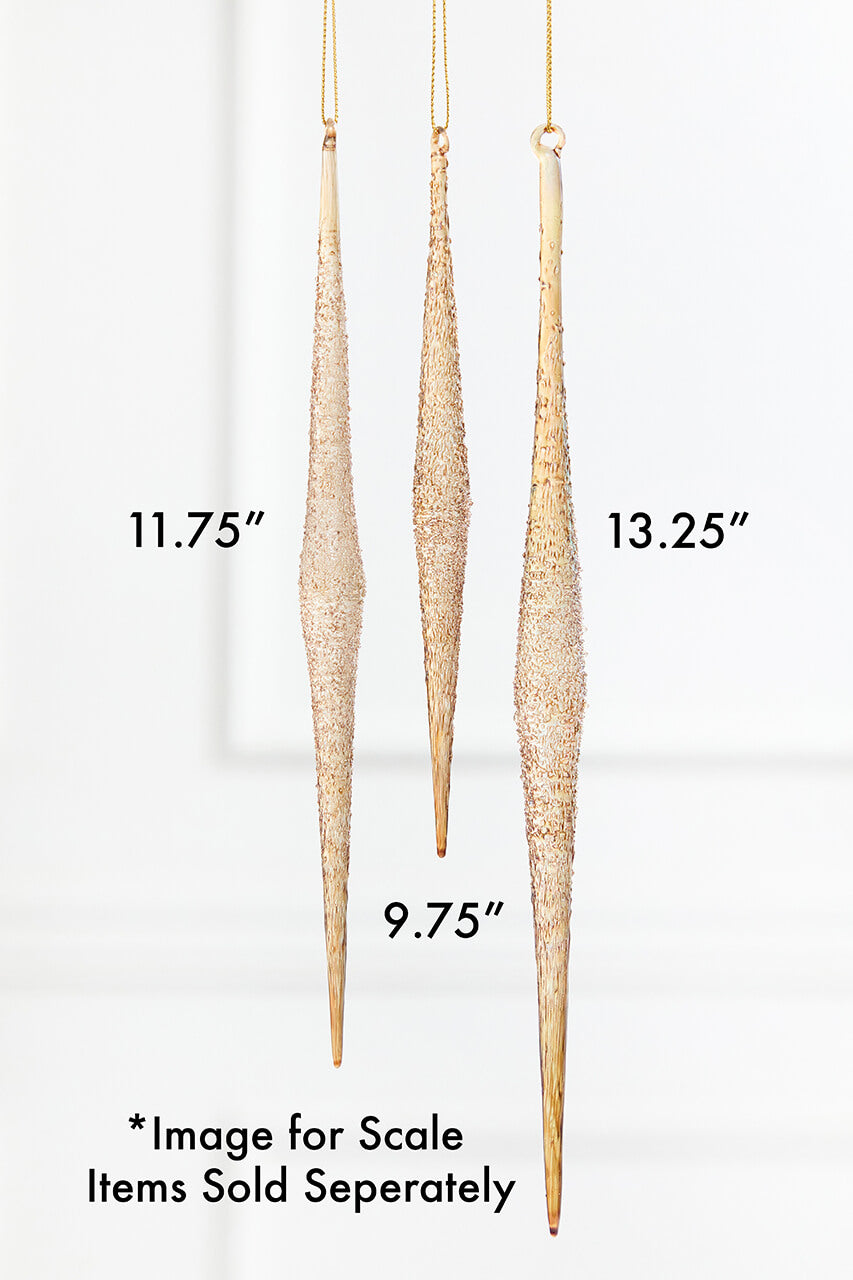 11.75” Glass Champagne Icicle Ornament