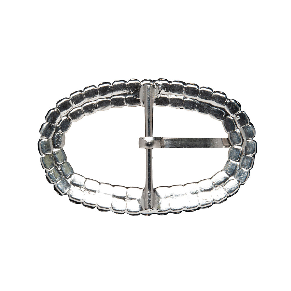 Swarovski Crystal and Silver Oval Rhinestone Buckle - 1.625" x 2.5"