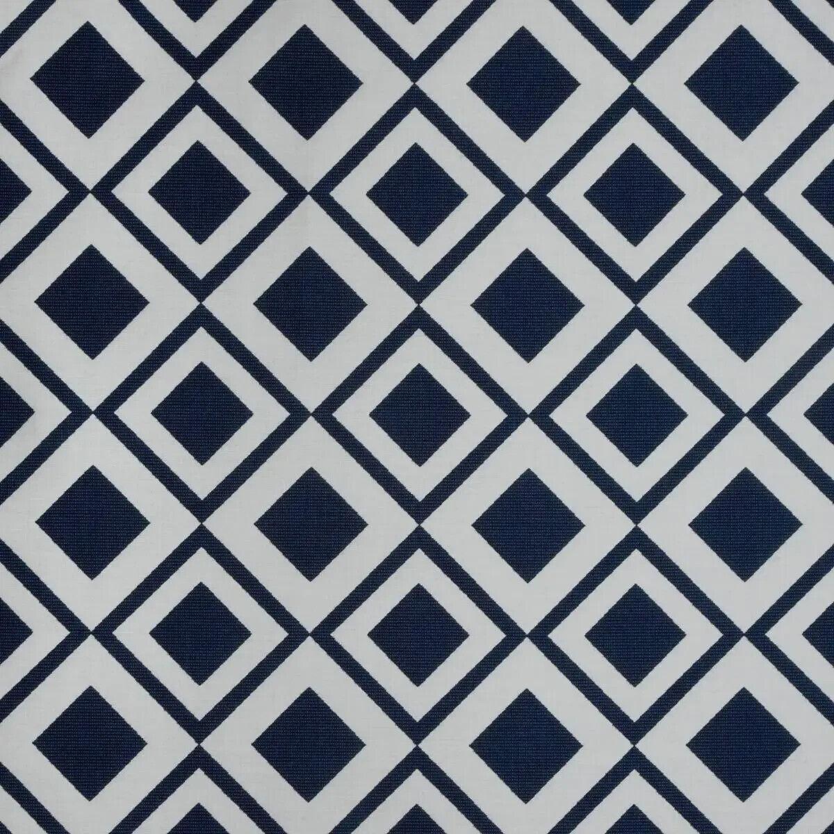 Sunbrella Savvy Indigo Acrylic Fabric - Blue/White Geometric Pattern, 54" Width (1 Yard)