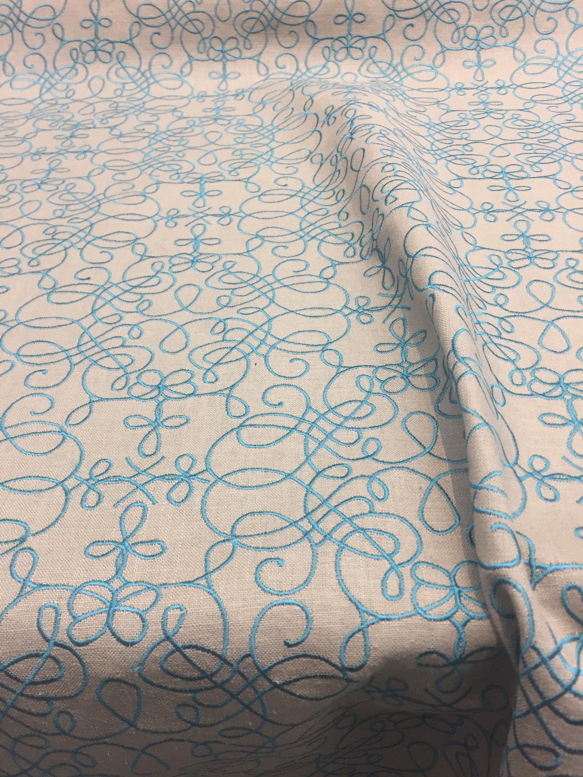 P Kaufmann Bottega Linen Fabric - Gray Blue Curvy Lines, 56" Width (1 Yard)