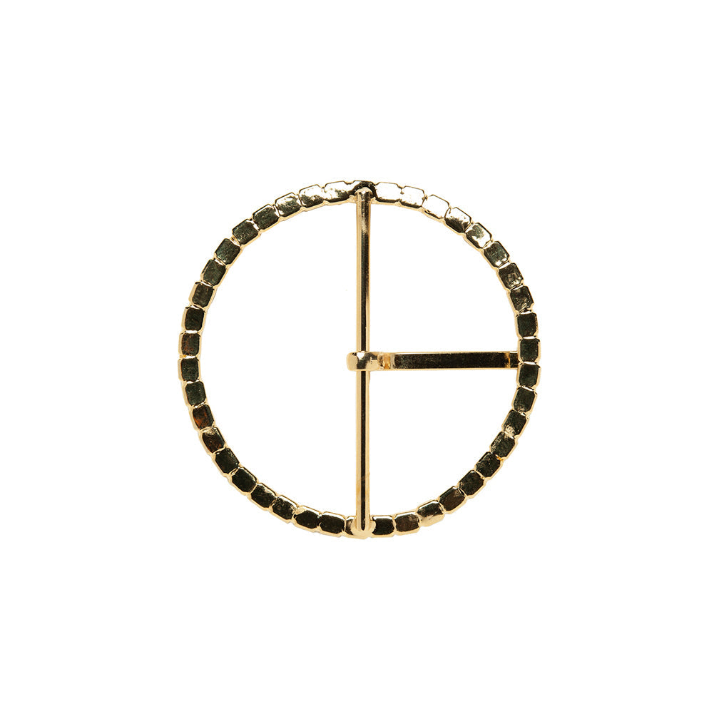 Swarovski Crystal and Gold Circular Rhinestone Buckle - 1.75"
