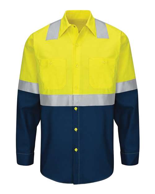 Red Kap Men's Enhanced Hi-Visibility Long Sleeve Work Shirt