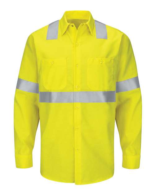 Red Kap Men's Tall Enhanced Hi-Visibility Long Sleeve Work Shirt