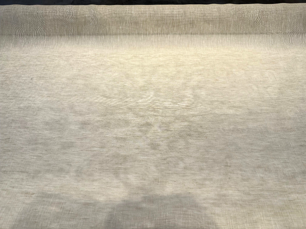 Belgian Linen Sheer Fabric - Ecru Solid, 59" Width (1 Yard)