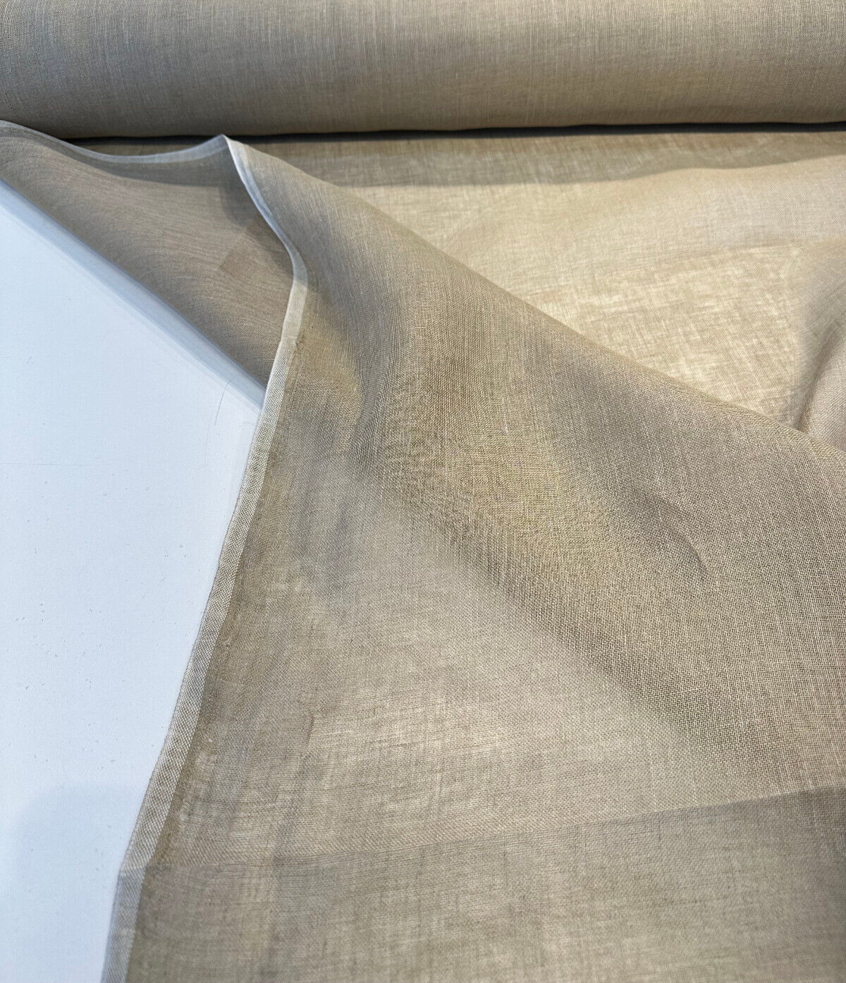 Belgian Linen Sheer Fabric - Sand Solid, 59" Width (By The Yard)