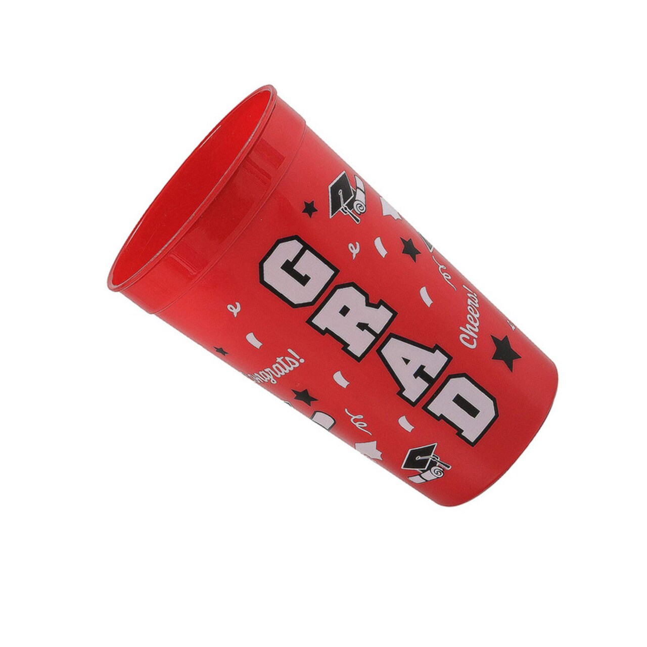 6 3/4" 32 oz. Bright Red Grad Reusable Plastic Tumblers 12 Ct.