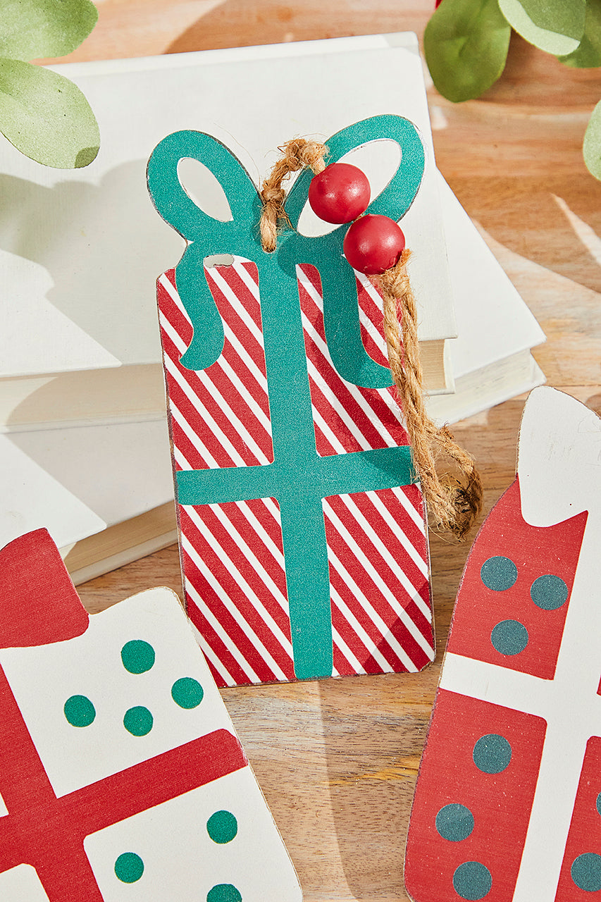 8"-10" Wooden Gift Box Ornament