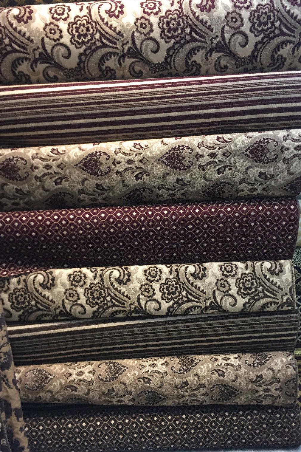 Monte Cristo Chenille Upholstery Fabric - Wine Damask, 56" Width (1 Yard)