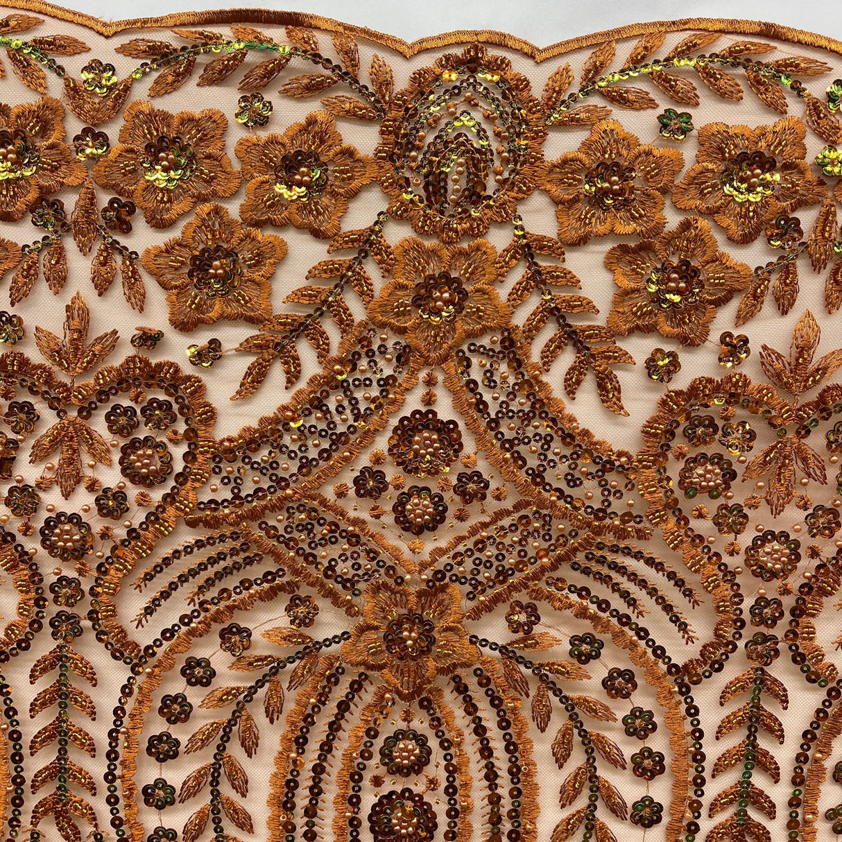 Beaded Sequined Floral Lace Fabric 52" Wide
