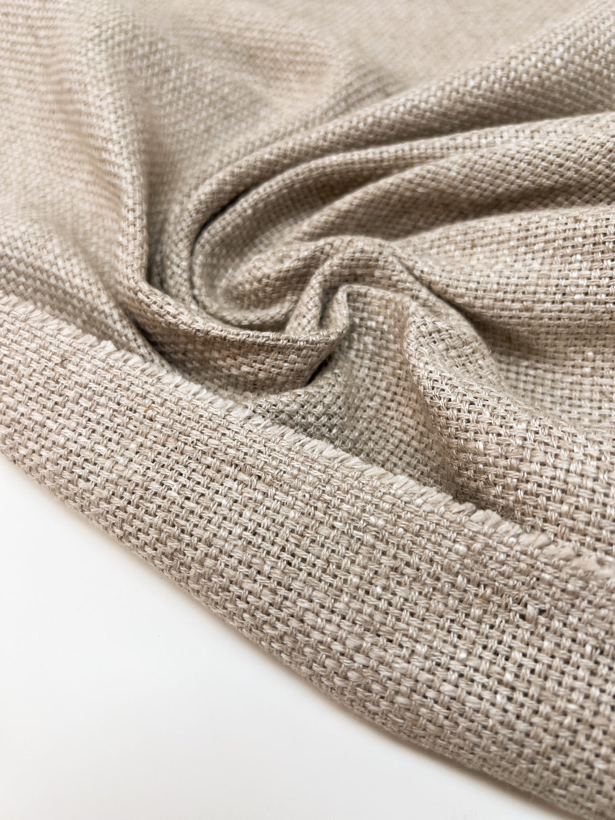 Linen Basket Weave Fabric Beige