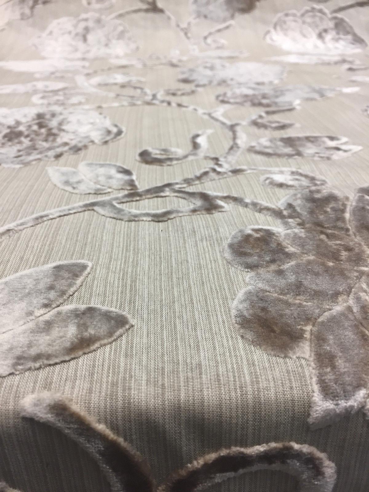 Italian Cut Cream Floral Burn Velvet Drapery Fabric - Beige Cream Floral, 58" Width (1 Yard)