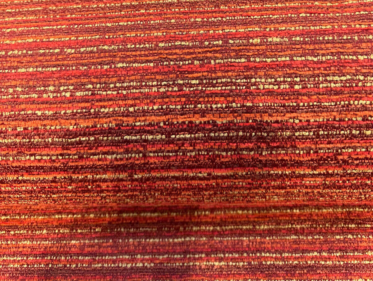 Hollywood Stripe Chenille Fabric - Hot Stuff Red Orange Maroon Rust Gold, 56" Width, 24" Vertical Repeat (1 Yard)