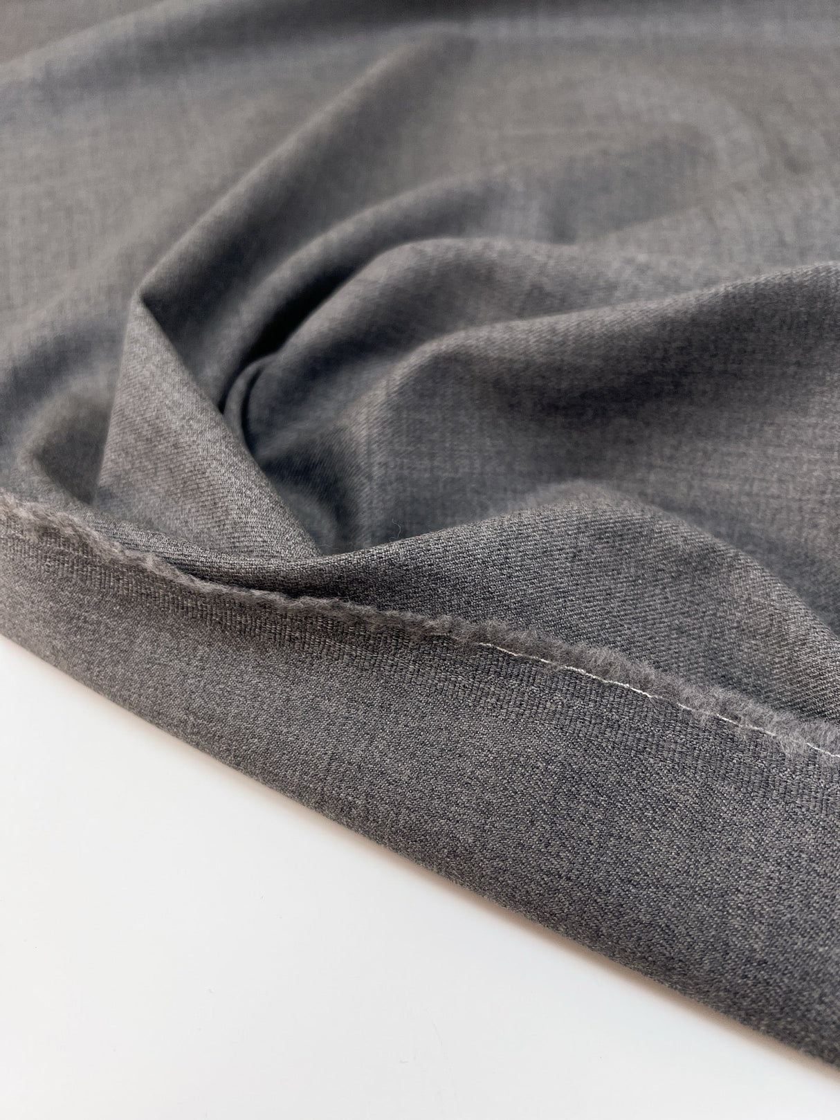 Wool Twill Suit Fabric Melange Gray Stretch