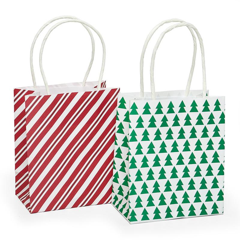 Assorted Holiday Gift Bags Twist Handle - Contemporary (4 1/2''x2 5/8''x5 3/8'') -  6 EACH / PACKAGE