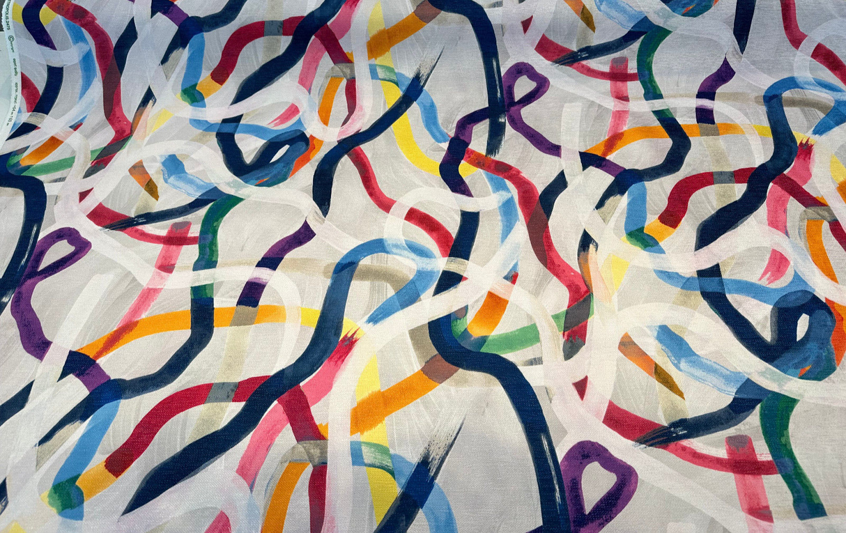 Metropolis Graffiti Velvet Fabric - Multicolor Graffiti Pattern, 56" Width (1 Yard)